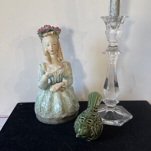 Vintage Cordey Ceramics Woman's Bust with Roses 10" #5037 BEAUTIFUL